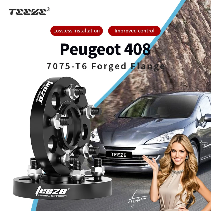 

Teeze 2/4pcs 5x108 CB 65.1 M12 x 1.25 Hub Centric Black Forged wheel spacer For Peugeot 408 Flange Plate 15/20/25/30mm