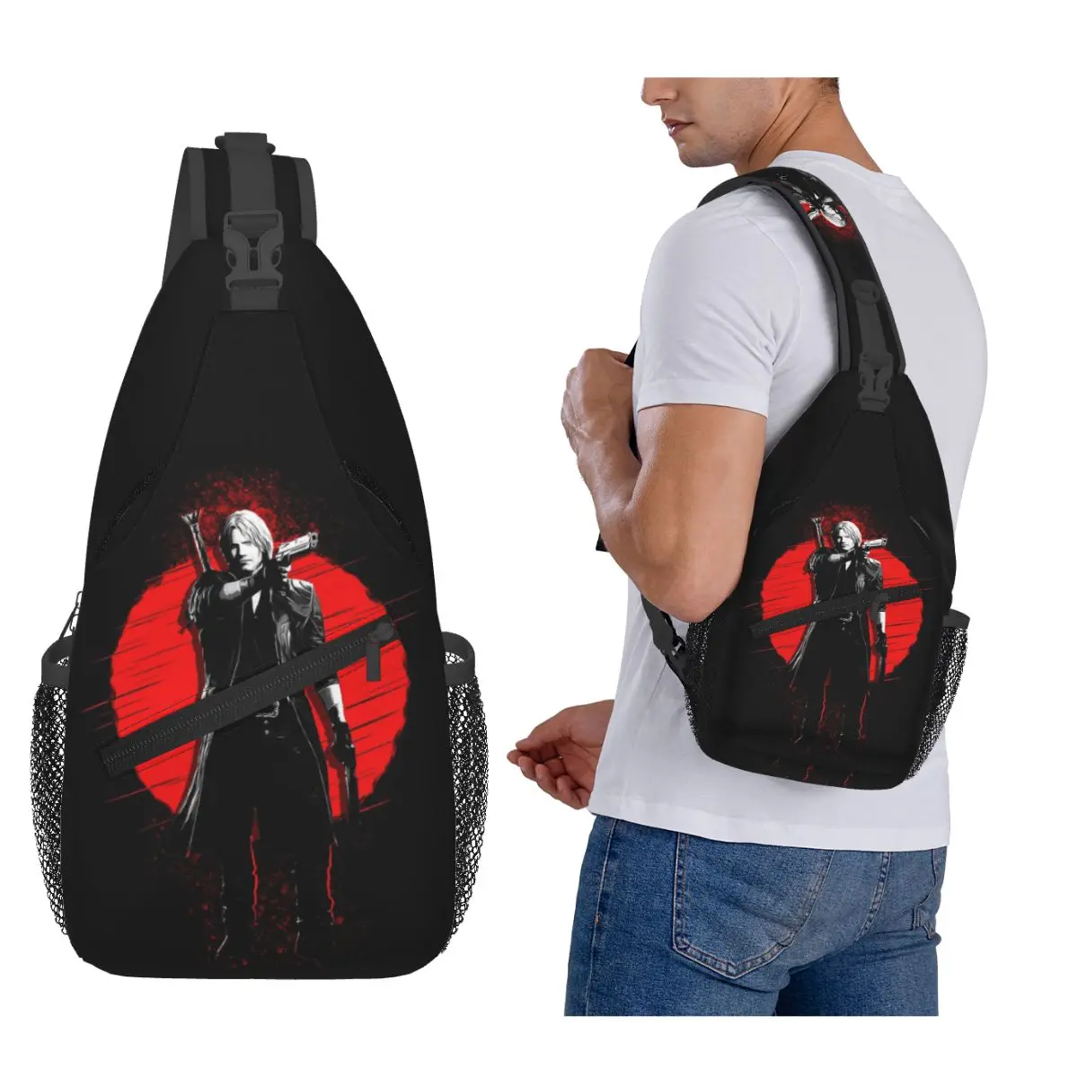 

Dante - Devil May Cry Chest Bag Men Sling Crossbody Backpack Chest Bag Traveling Hiking Daypack Shoulder Bag