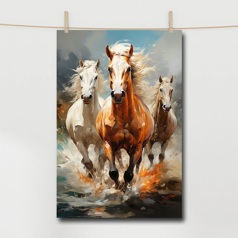 Running Horses Canvas Painting Wall Art Poster Canvas Printed Picture Home Decor Items Illustration