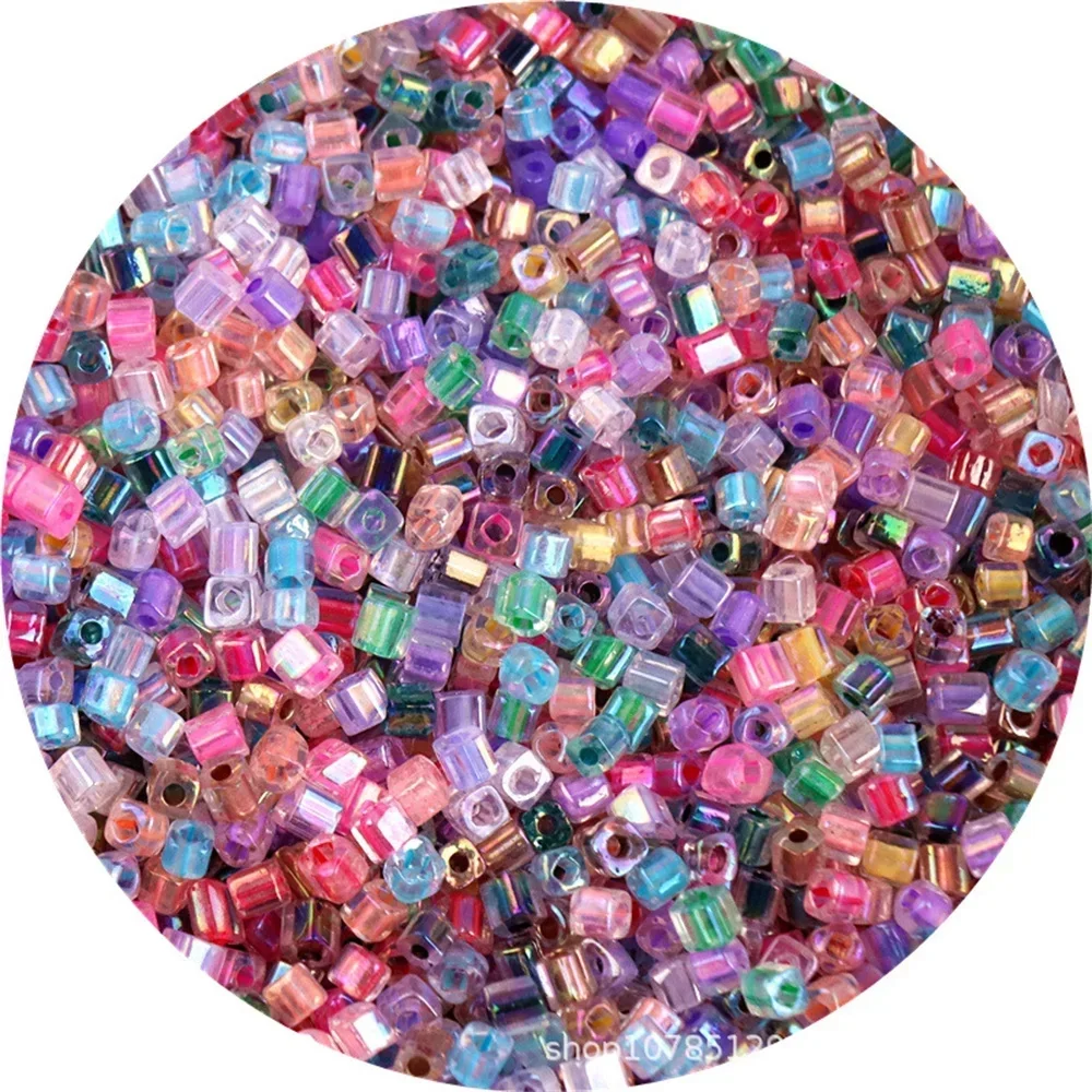 Wysokiej jakości kwadratowy szklany koralik 4x4mm 88Pcs AB Colorful Uniform Czech Spacer Glass Beads For Jewelry Making Wedding Craft 10g