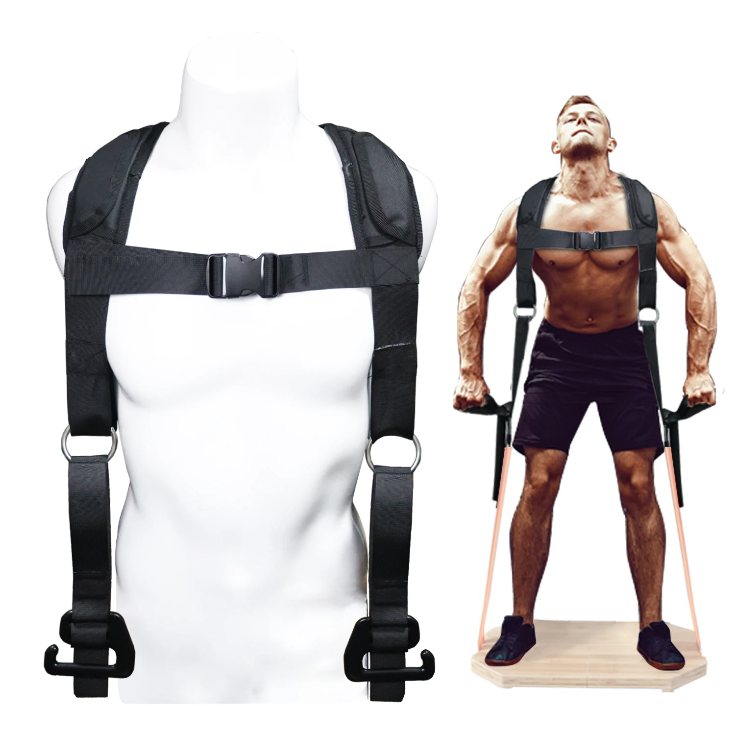 Squat Harness Vest for Resistance Bands – Adjustable Training Strap with Padded Shoulder Support Squats & Functional Workouts