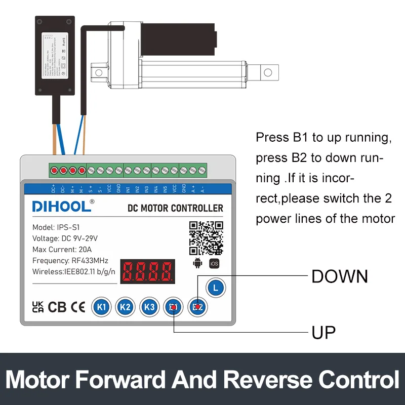 Imagem -05 - Smart dc Motor Atuador Controlador Elevador Interruptor de Controle Avançado e Reverso Suporte Rs485 Comunicar Plc App Controle Ips-s1