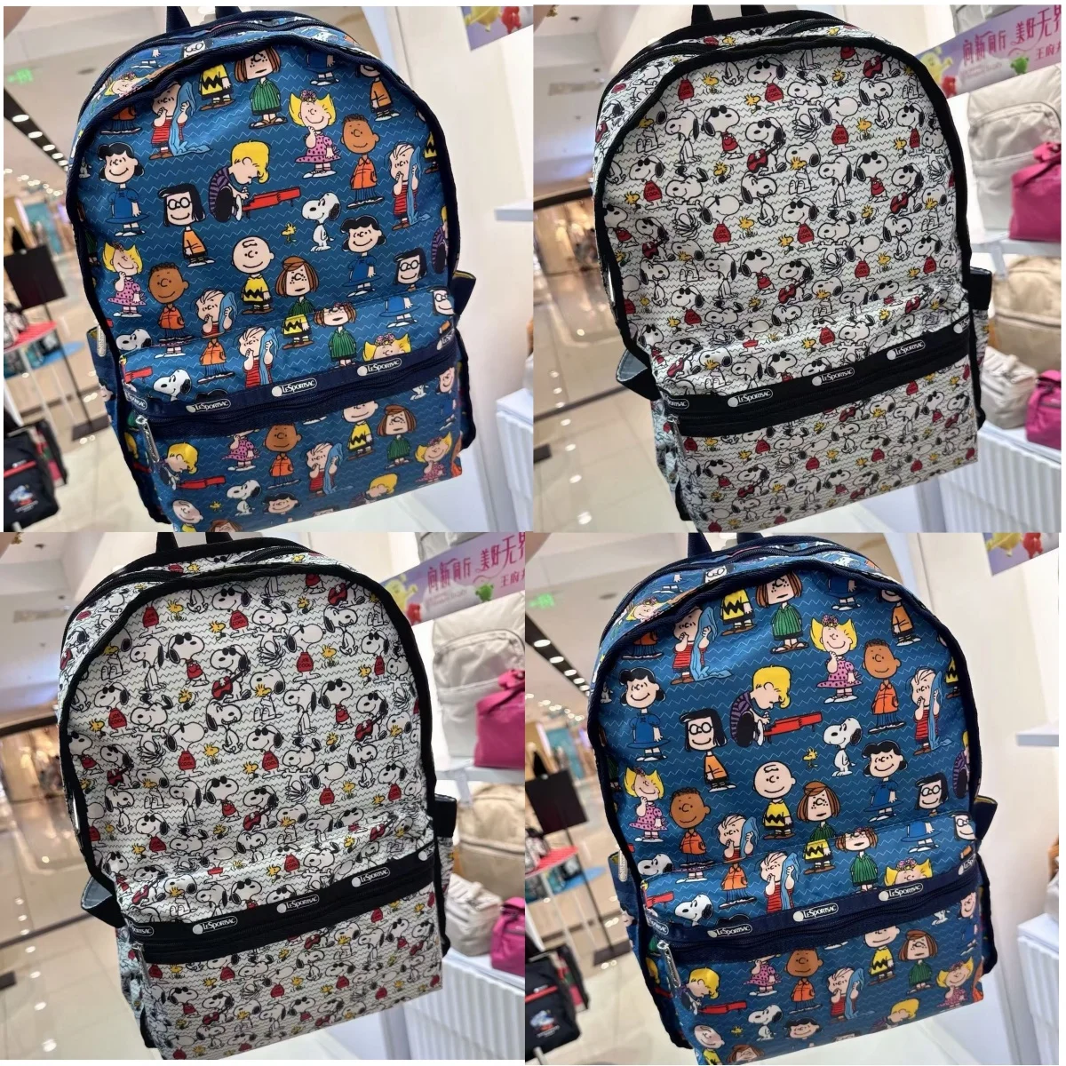 Japanese Anime Snoopy Printed Backpack 30×40cm Large Capacity Double Layer Portable School Travel Backpack