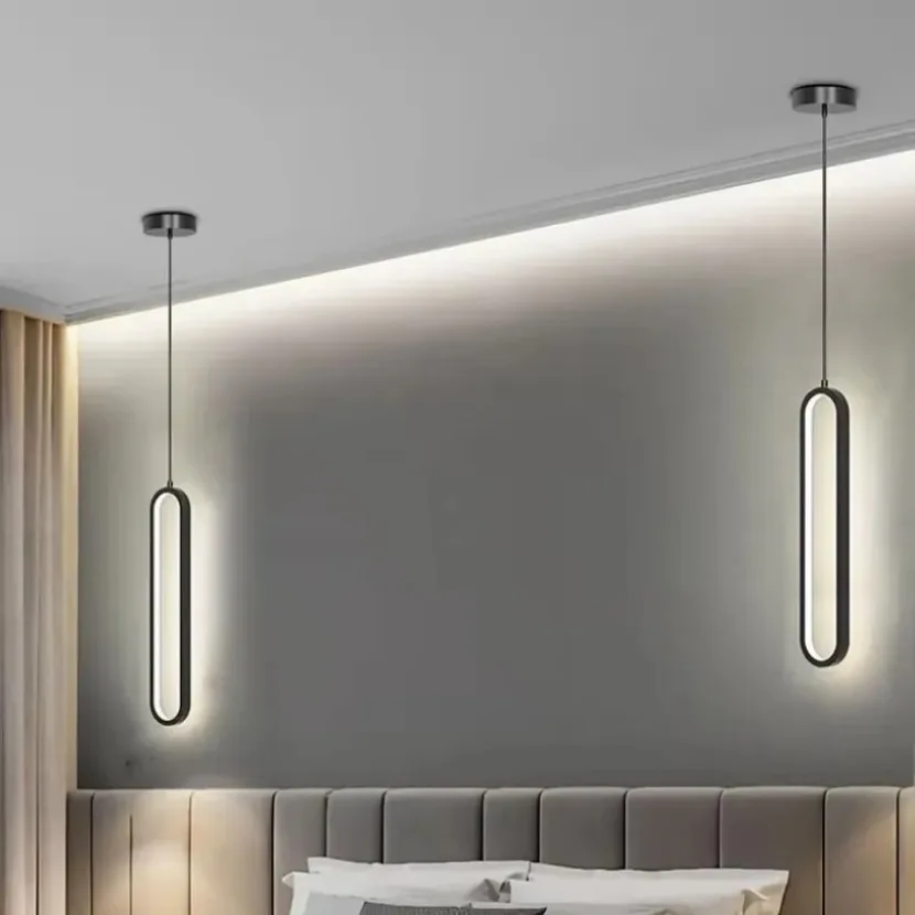 Lampe LED Suspendue Elliptique au Design Moderne, Disponible en Noir et en Or, Luminaire Décoratif d'Nik, Idéal pour un Salon, une Salle à Manger, une Boutique ou un Bar