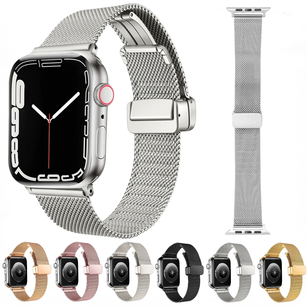 

Magnetic buckle Strap for Apple Watch Band 44mm 45mm 41mm 40mm 42mm 38mm 49mm Milanese Loop iWatch Series Ultra 8 7 6 5 4 3 SE