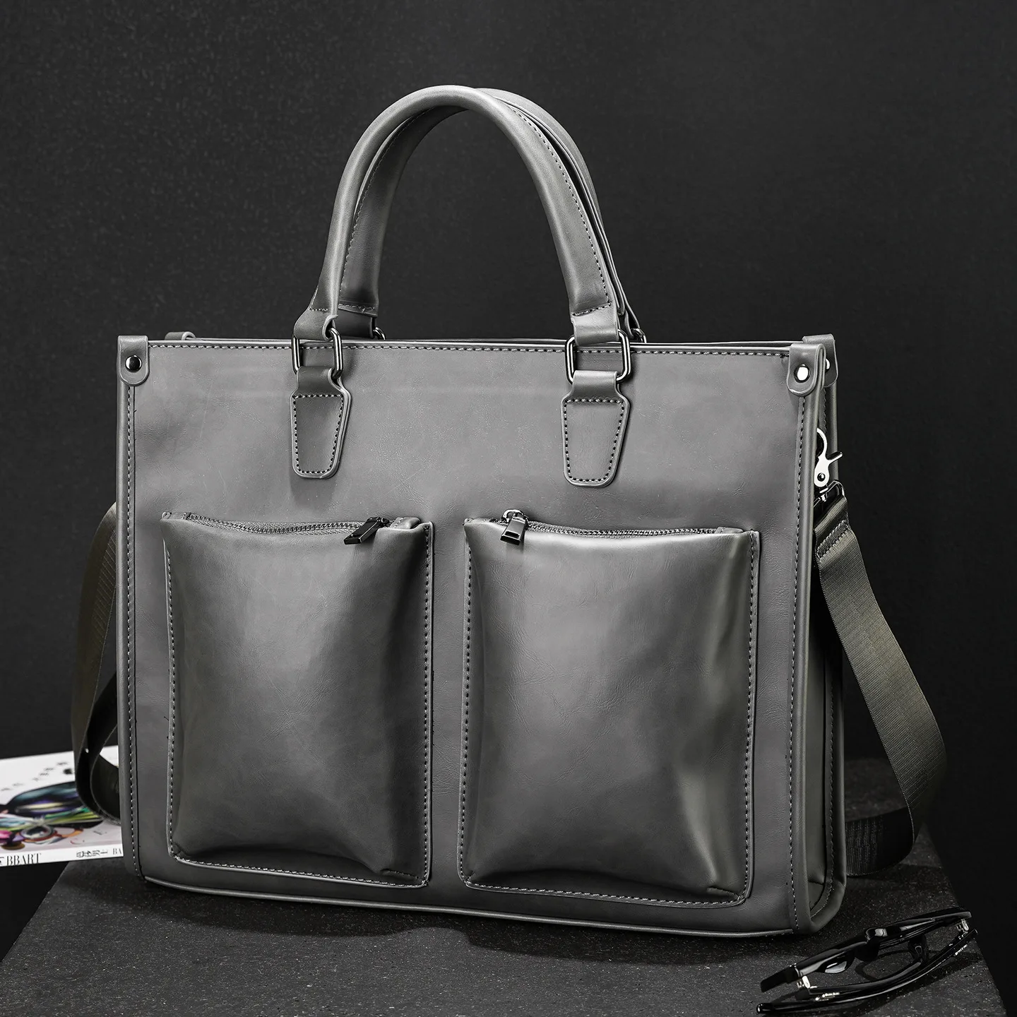 ヴィンテージ クレイジーホースレザー ブリーフケース メンズ - Leather Work Laptop Bag のレビューと価格