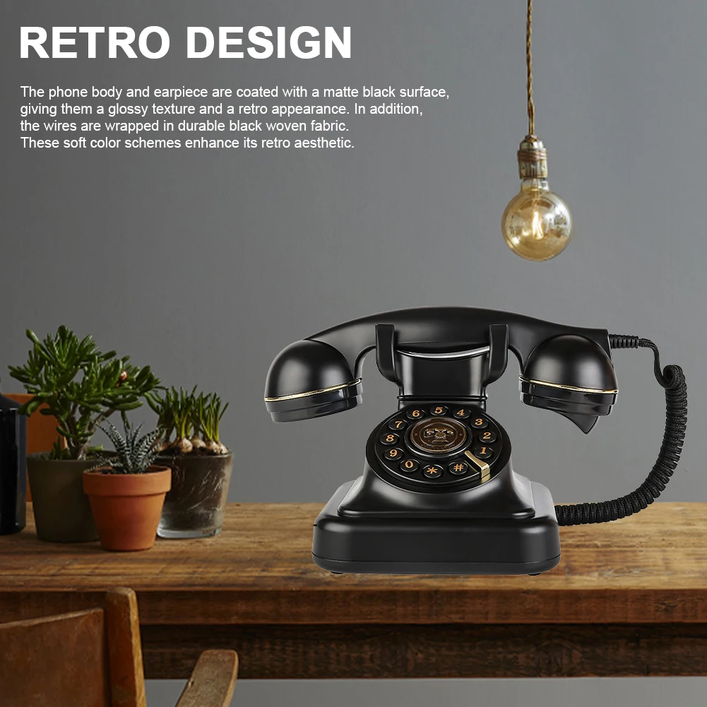 Retro Landline Telephone with Ringer Control Redial Old Fashioned Landline Phones Classic Corded Desk Phone for Home Office