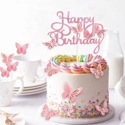 13PC Set Butterfly Cake Decoration Supplies Decorative Card Ornaments Birthday Party Decoration Set Butterfly Party Decoration