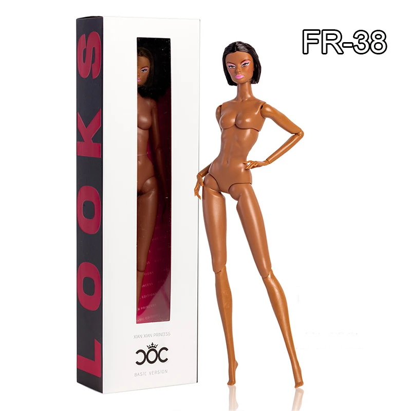 32cm Supermodel Modepop FR43 FR44 Molly Meisje Bruin Haar Bruine Huid 12 Beweegbare Gewrichten Poppenhuis DIY Verkleed Speelgoed Verzamelaar