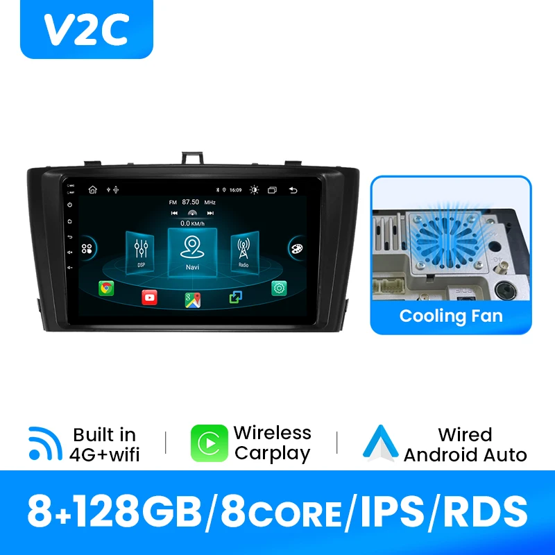 Android 14 Autoradio Speler Voor Toyota Avensis 2009-2015 GPS Draadloze Carplay Android Auto IPS Scherm Multimedia DSP 4G Wifi