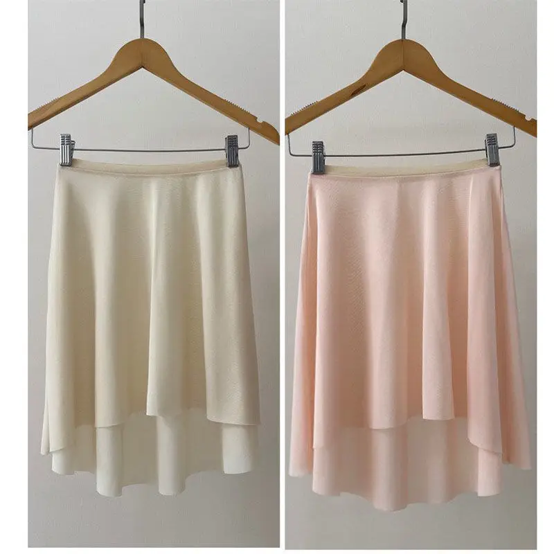 Ballet leotard Skirt Adult Tulle Short Front Long Back Elastic Yoga Classical Dance Skirt Cotton Polyester Blend Short Pleated