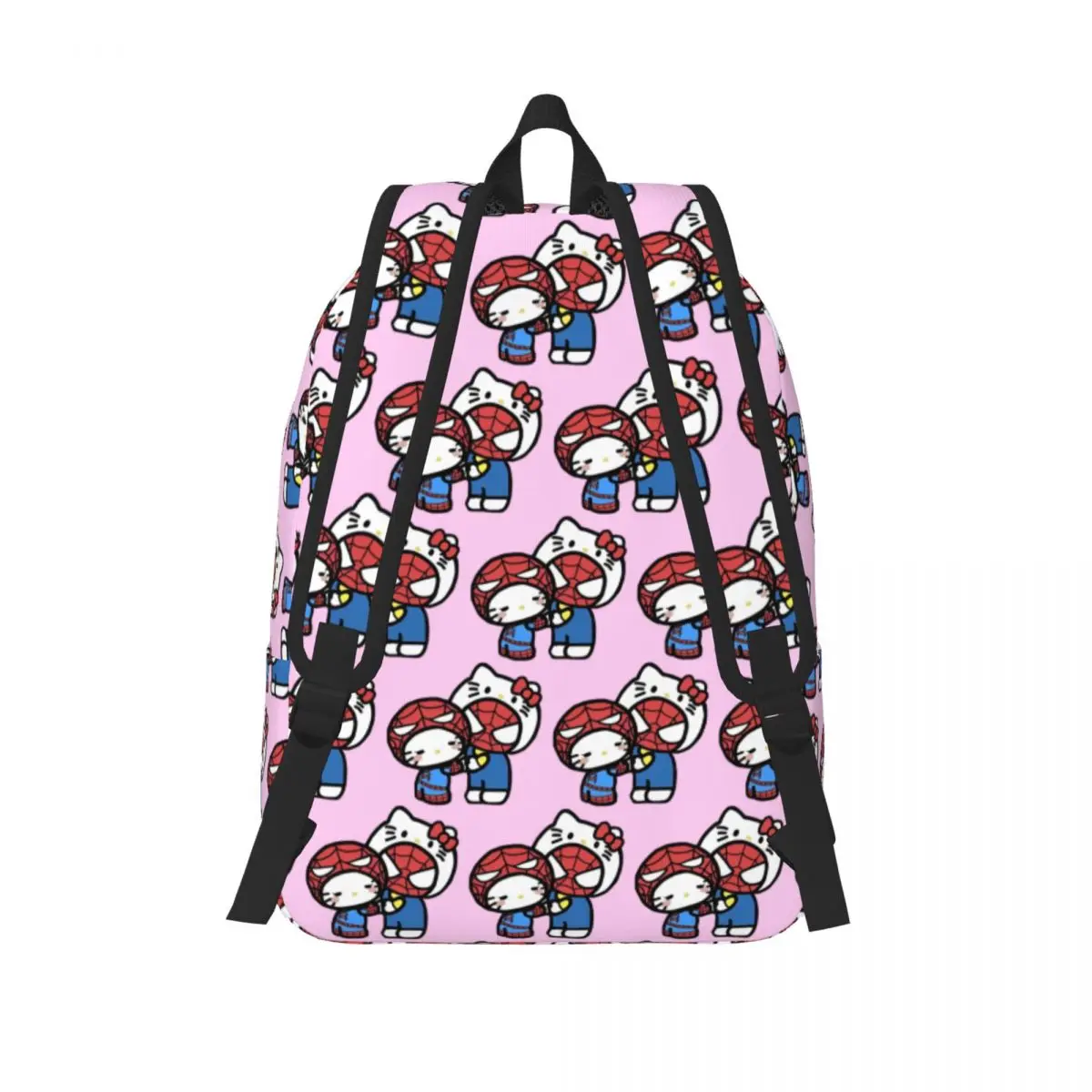 Hello Kitty Spiderman Boyfriend Girlfriend Rucksack für Jungen, Mädchen, Kinder, Studenten, Schule, Büchertasche, Tagesrucksack, Vorschule, Grundschule