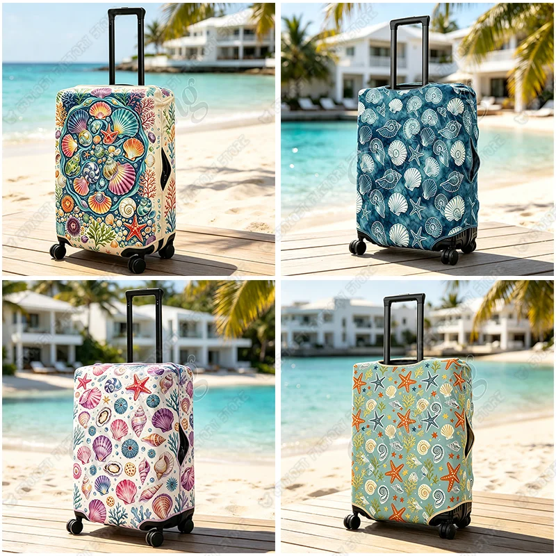 18-30 Inches Colorful Cartoon Shell Conch Coral Starfish Print Luggage Cover Women Trolley Case Protective Covers Suitcase Cover