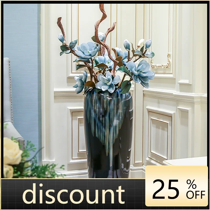 LMM large vase ornament living room floor flower arrangement new Chinese light luxury decoration