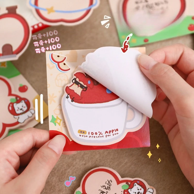 Apple Sticky Note Cute Creative Message Office School Supplies Memo Pad N Times Reminder Sticker Kawaii Stationery Gift Lovely