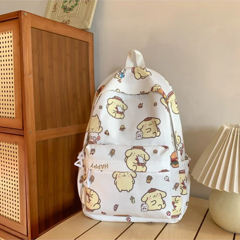 Nowy Sanrioed PomPom Purin Anime śliczny plecak tornistry Student Cartoon Travel torba na ramię o dużej pojemności prezent dla przyjaciela