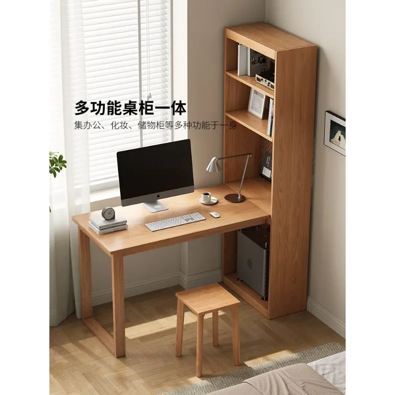 Solid wood oak desk bookcase integrated simple model with drawers corner study table children's bookshelf study computer table