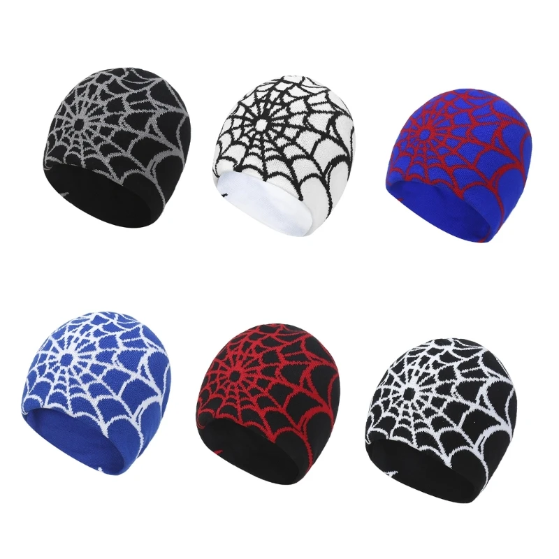 

Knitted Beanie Hat for Women Adult Fashion Winter Hat Crochet Beanie Spiderweb Pattern Hat Outdoor Sport Unisex Headwear