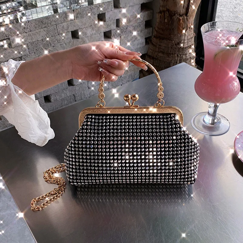 Diamonds Bag For Women Evening Finger Ring Small Clutch Chain Rhinestones Party Wedding handbags lady Evening Clutch Bag