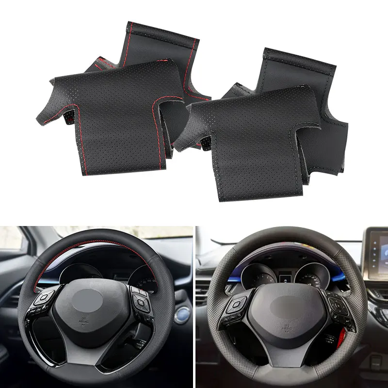 Hand Sewing Steering Wheel Leather Cover Fabric Trim Braid For Toyota Izoa 2018 2019 C-HR CHR 2016 2017 2018 2019 Interior Trim