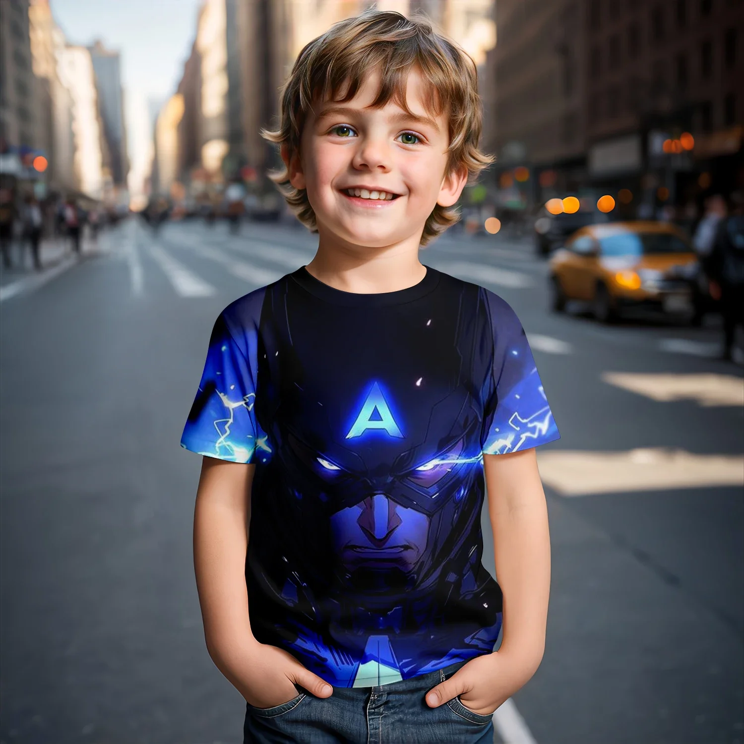 Children's summer quick drying breathable short sleeve T-shirt Superhero Iron Man 3D printed original style boys girls quick dry