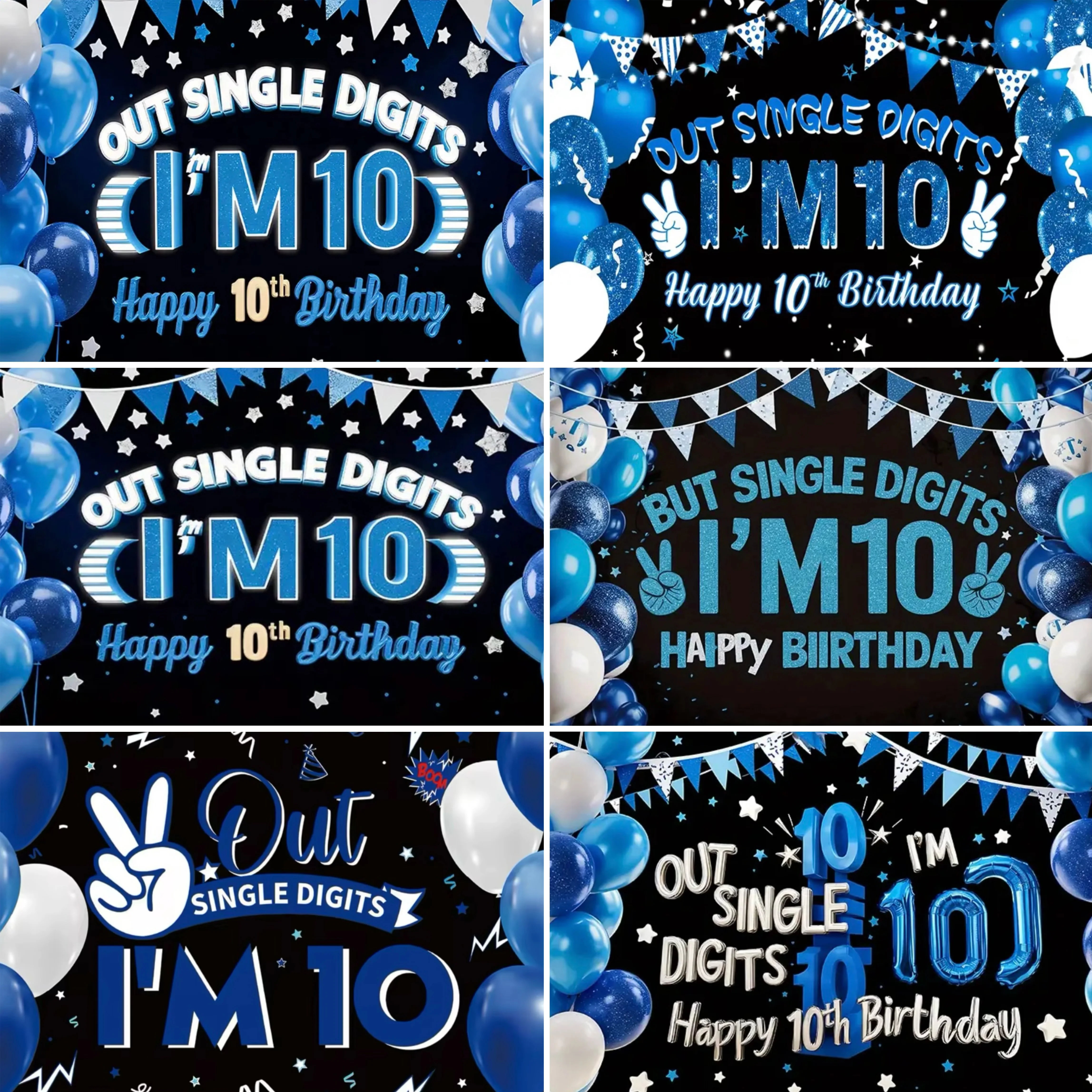 

10th Birthday Decor Peace Out Single Digits I’m 10 Happy 10th Birthday Banner Double Digits Birthday Party Supplies Kids Gift