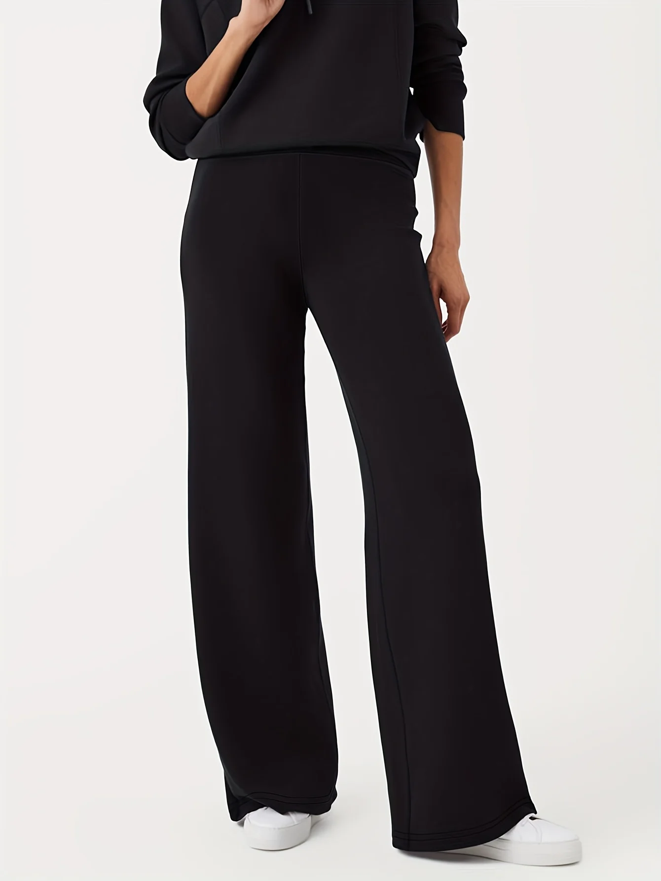  2025 Elegant Comfortable Straight Leg Pants Women Regular Waist Slimming Solid Black Office Party Trousers 