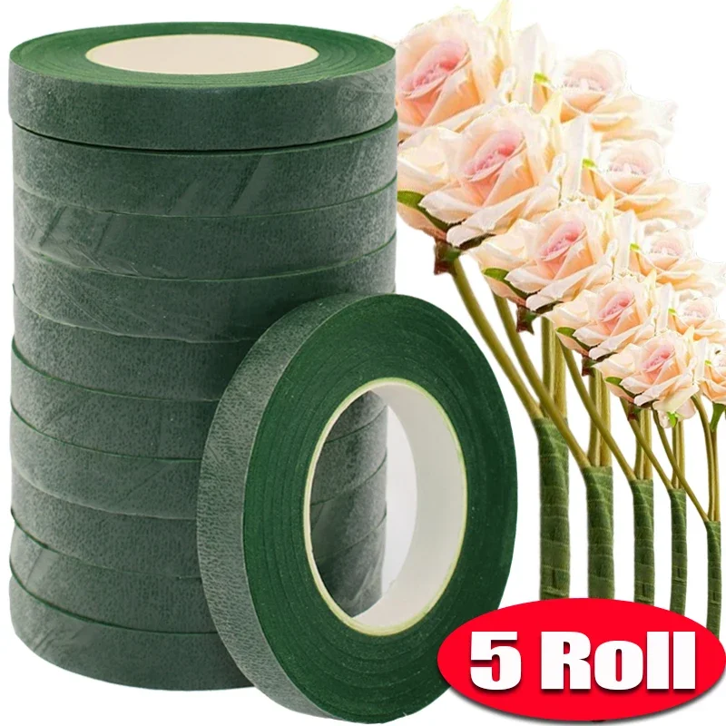 5/1 Rolls Floral Green Tape Artificial Flower Corsages Wrap Florist Green Tapes Bouquet DIY Stretchy Tape 20M Wedding Supplies