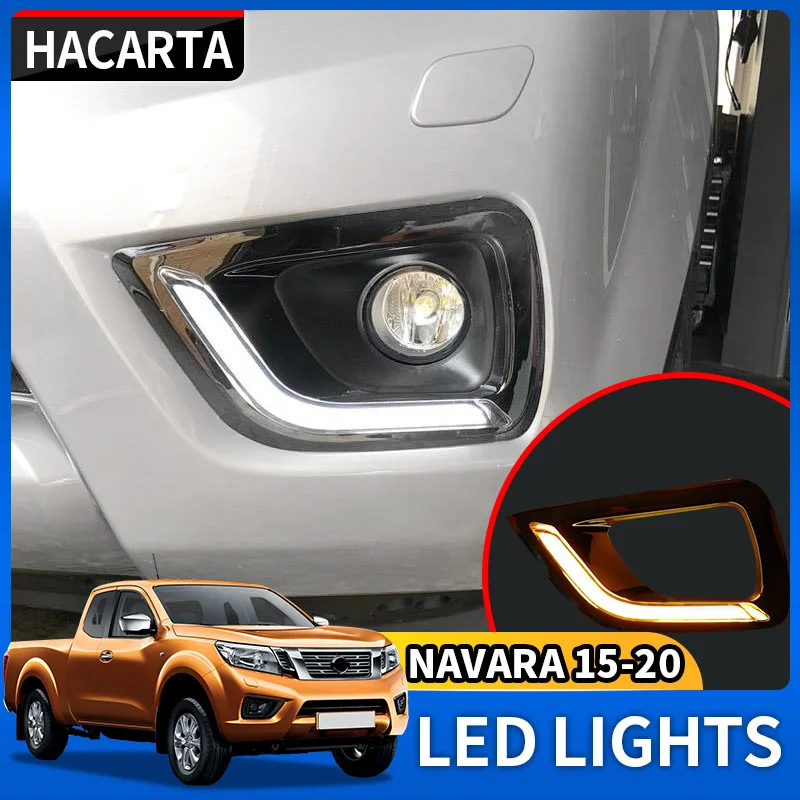 

Car light Fit For Nissan Navara NP300 2015 2019 LED Daytime Running Light DRL with yellow signal Fog Lights