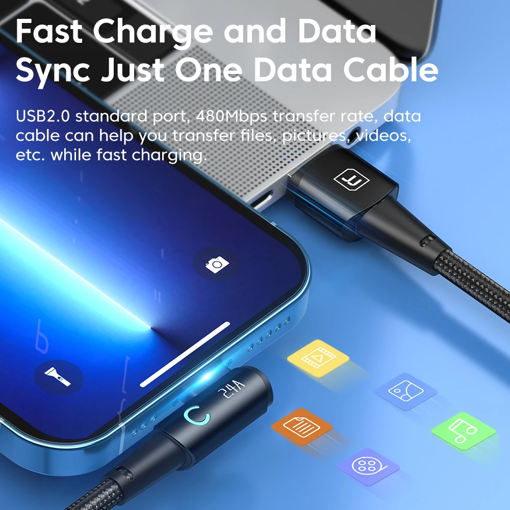Toocki 90 Degree USB Cable for iPhone 14 13 12 11 Pro Max Pro Max 8 7 Plus 2.4A USB Lightning Cable for iPhone iPad Gaming Wire image 4