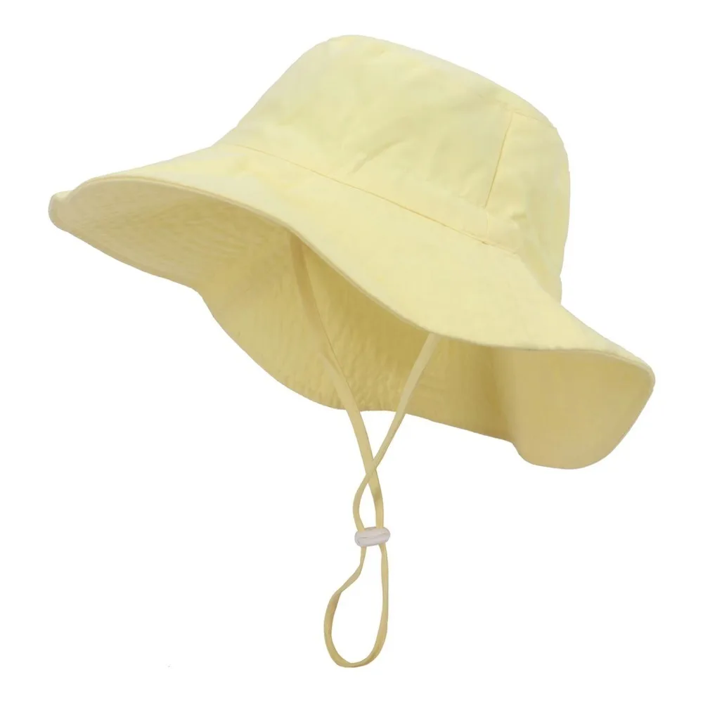 

Fashion Summer Toddler Bucket Hat Wide Brim Outdoor Baby Sun Hat Solid Color Cotton Kids Beach Cap Boy and Girl