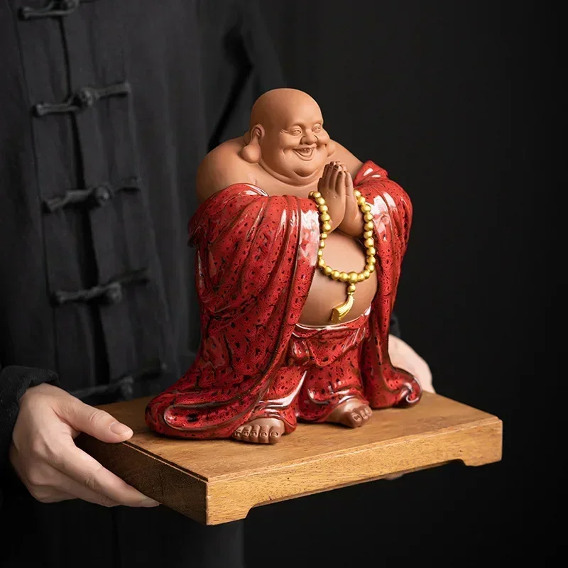 

Керамическая декоративная статуя Будды Maitreya, китайская статуя Будды на удачу, аксессуары для украшения дома, гостиной