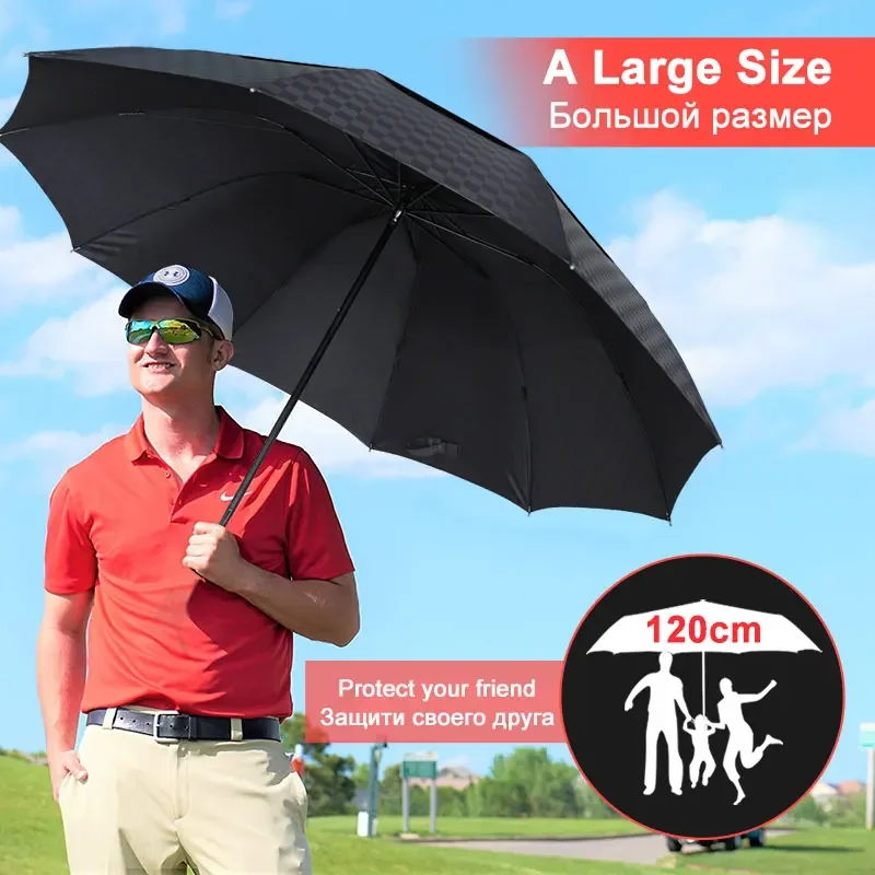 10K Windproof Business Double Layer 3Folding Umbrella Rain Women Men Big Umbrellas Male Dark Grid Parasol Family Travel Paraguas