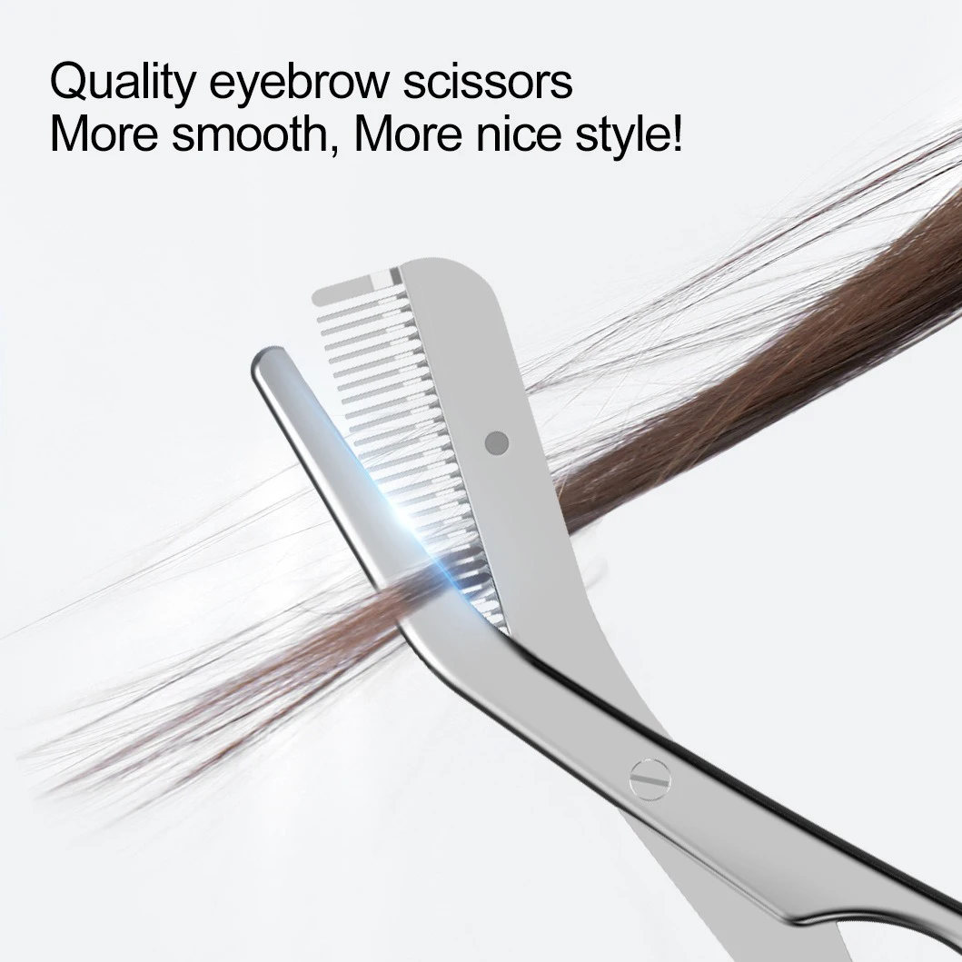Forbici per sopracciglia in acciaio inossidabile con pettine per sopracciglia Forbici per trucco di alta qualità Coltello per tagliare le sopracciglia Strumento per rasoio per rimozione peli