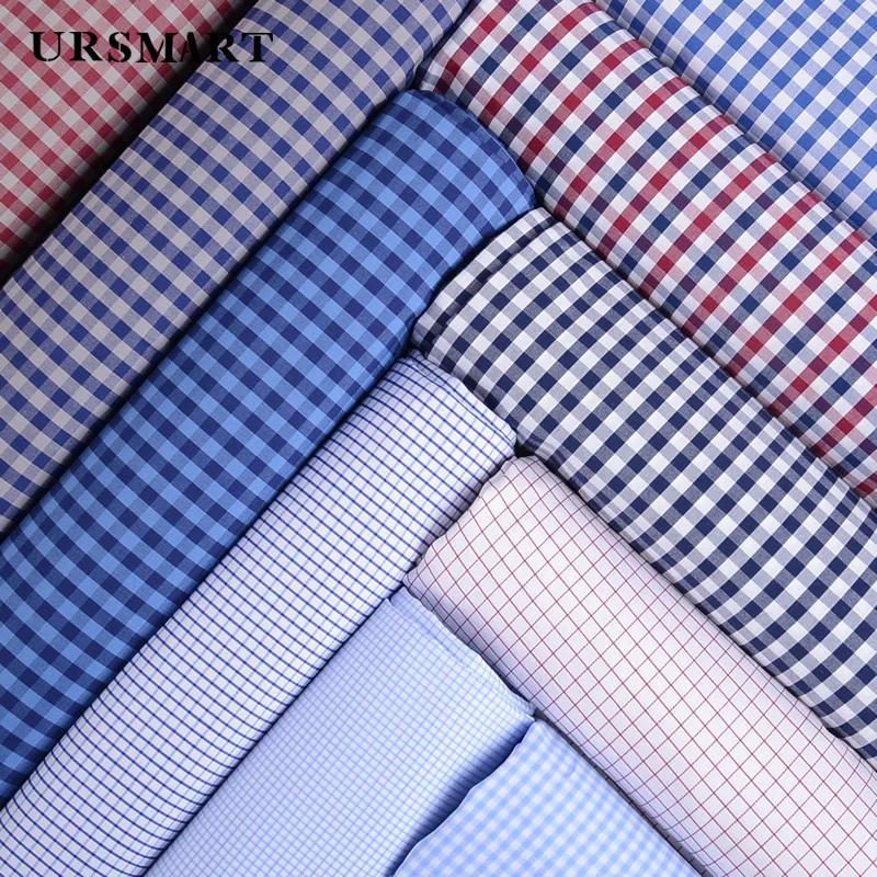 100% cotton classic small square grid tailored Windsor collar shirt  men's  British fashion custom French shirt for men