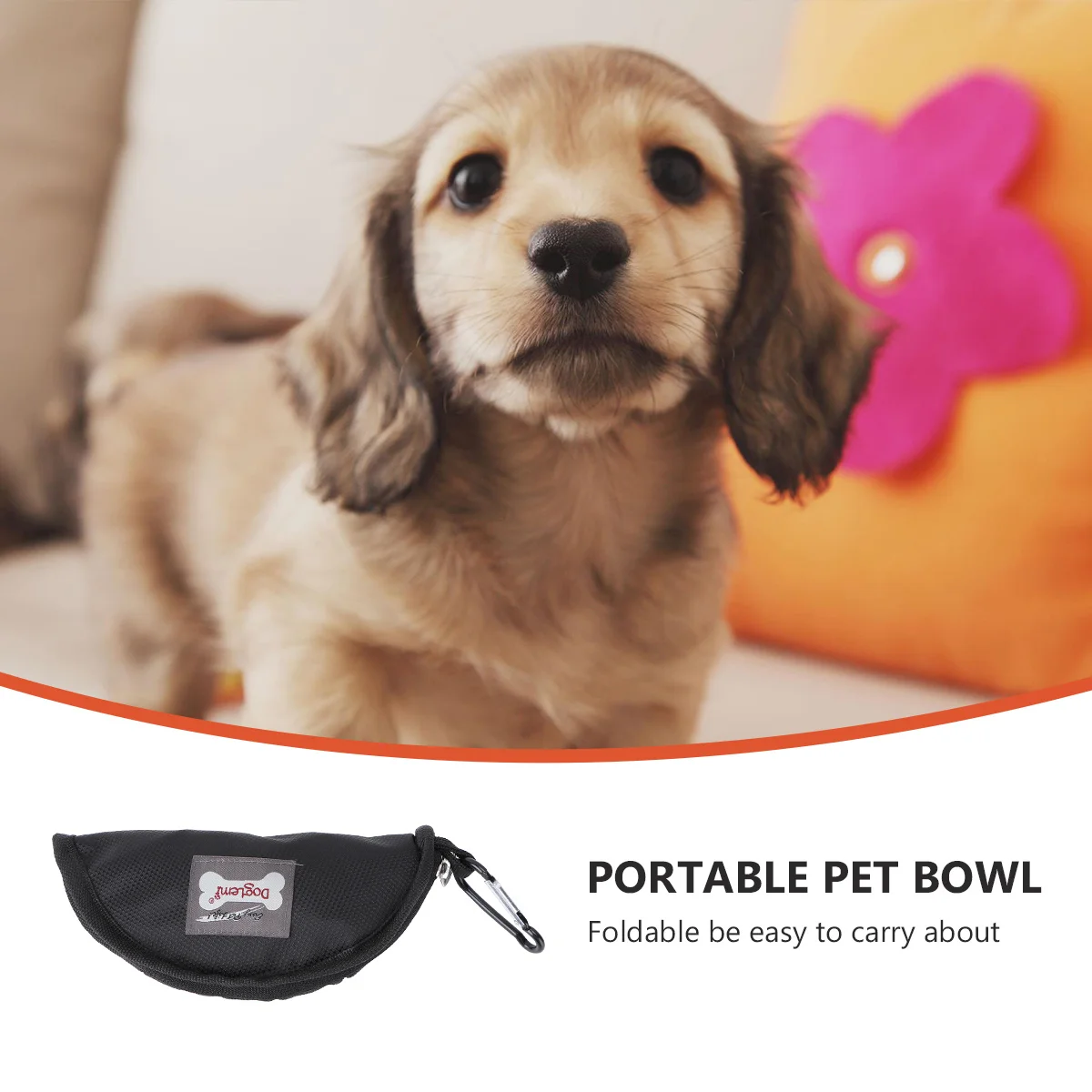 

Portable Waterproof Dog 19X19Cm Black Polyester Pet Food Water Container For Travel Camping Outdoor Use Dog Food Bowl Pet