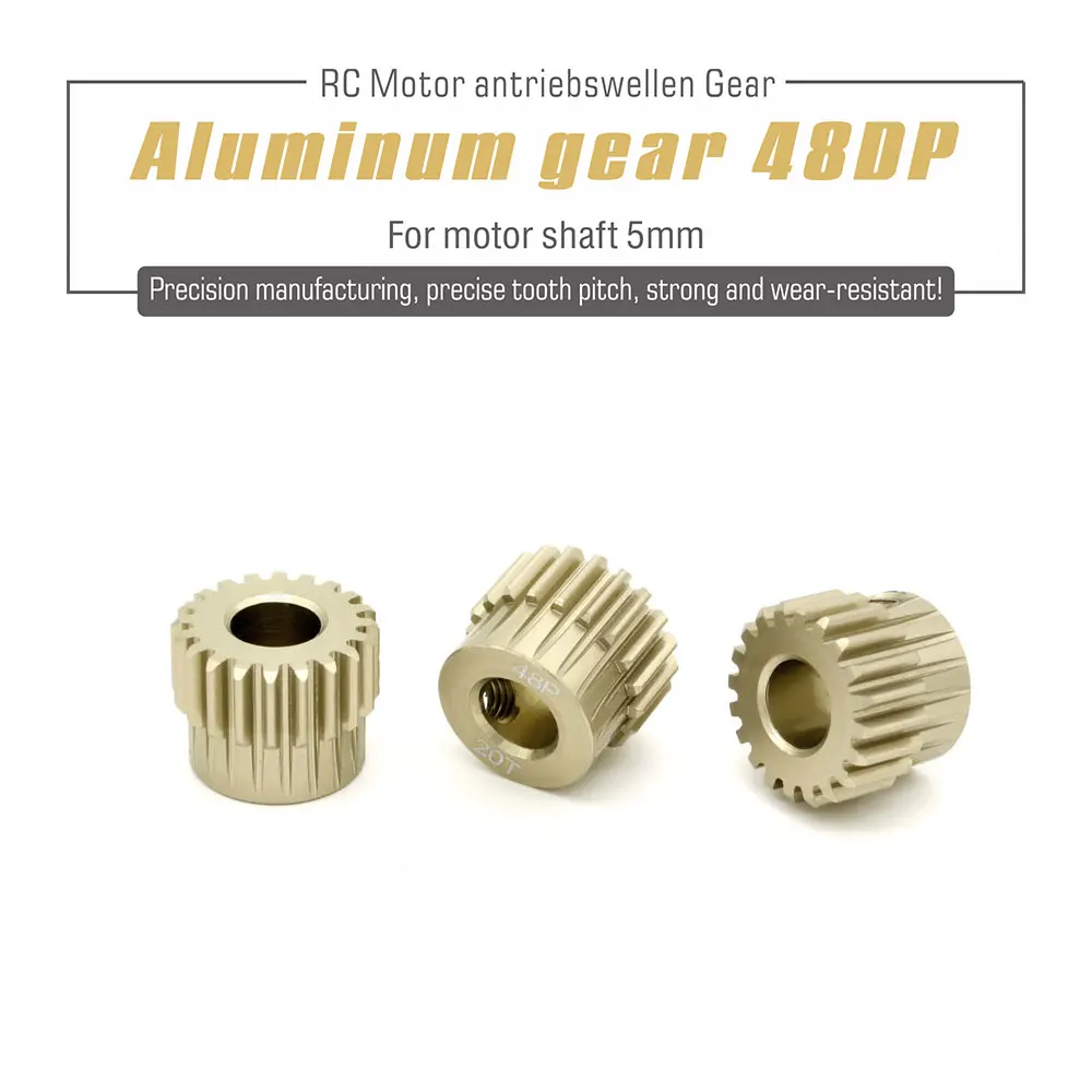 48DP 5mm Shaft Aluminum Motor Gear 20T 22T 24T 26T 28T 30T 32T 34T 36T 38T 40T Metal Pinion Gear for 1/10 RC Model Car Toy Parts