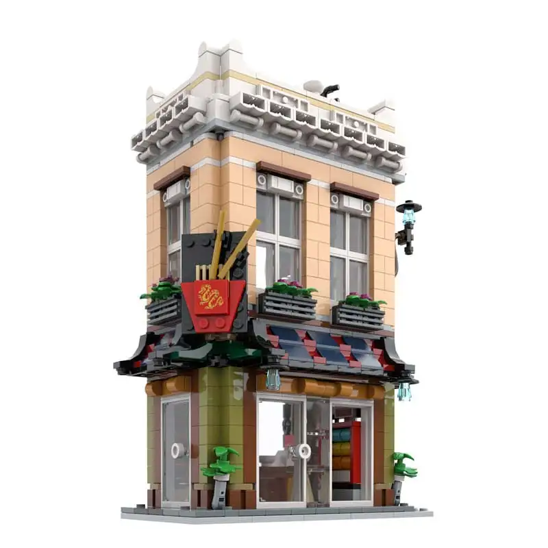 Stad Landmark Architectuur Noodle Winkel MOC Bouwstenen Kleine Deeltje Assemblage Model Bakstenen Desktop Display Speelgoed voor kinderen