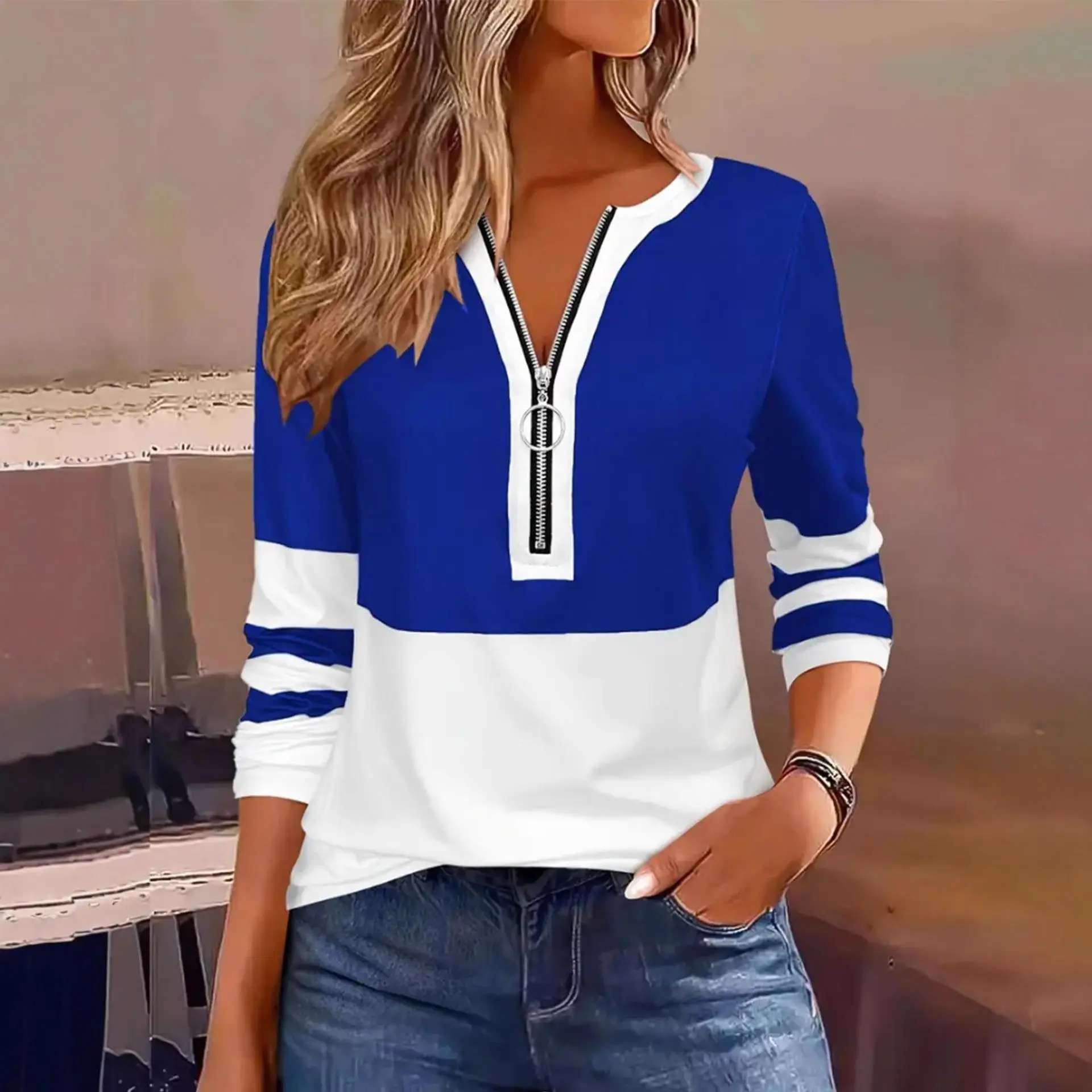 Décontracté rond Ne Long Sve T-shirt grande taille femmes automne hiver Faion confortable respirant Polyester coton mélange