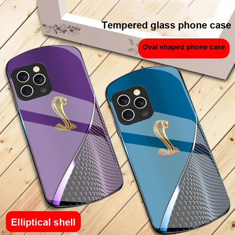 Gradient Golden Snake For IPhone 16 Pro Max 15 Pro 14 13 12 Mini 11 XS Max XR 7 8 Plu SE 2022 Elliptical Glass Phone Case