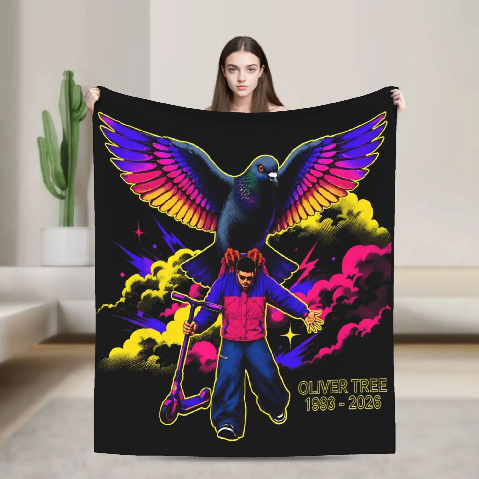 Oliver Tree Rest In Peace 1993 to 2026 Blanket Girls  Flannel Throw Blanket For Chair Sofa Bed Cozy DIY Quality Bedspread Gift