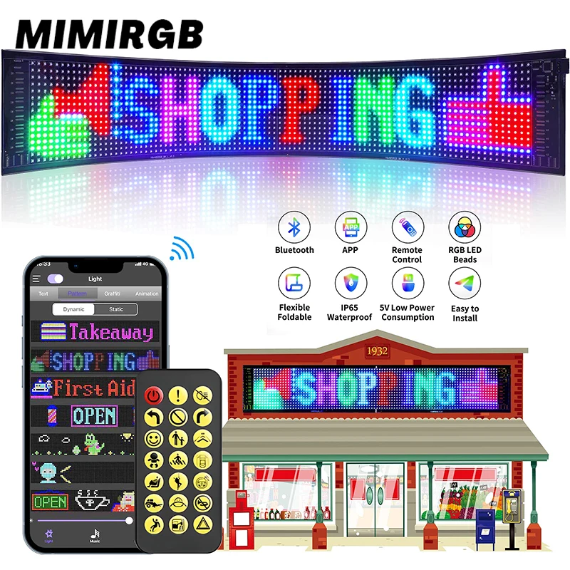 App Control Led Matrix Panel Programmable Scrolling Message Led Shop Signs Text Graffiti Display DIY Car Bar Store Advertising