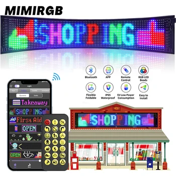 App control Led matrix panel programmable scrolling message Led store signs text graffiti display DIY car bar shop advertising