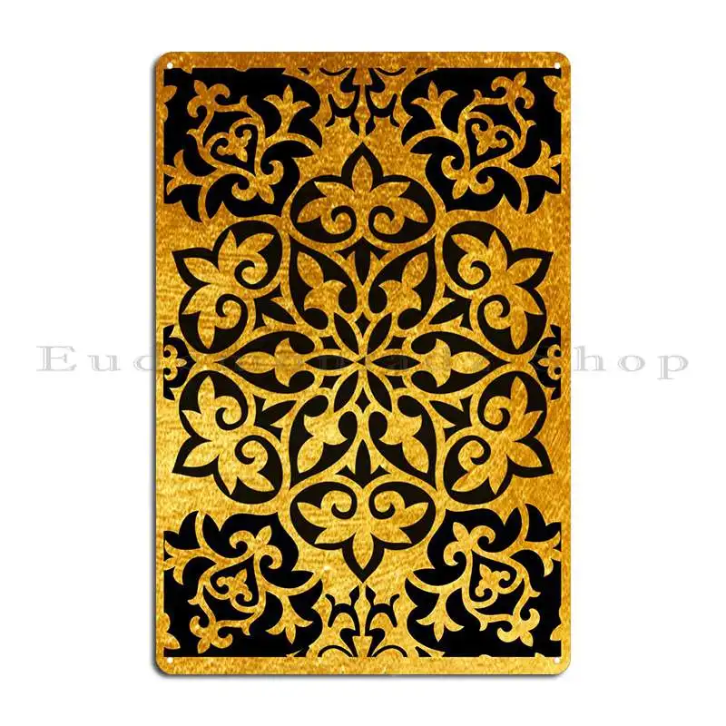 Golden Mandala Metal Plaque Poster PaintingFunny Living Room Printed Cinema Tin Sign Poster