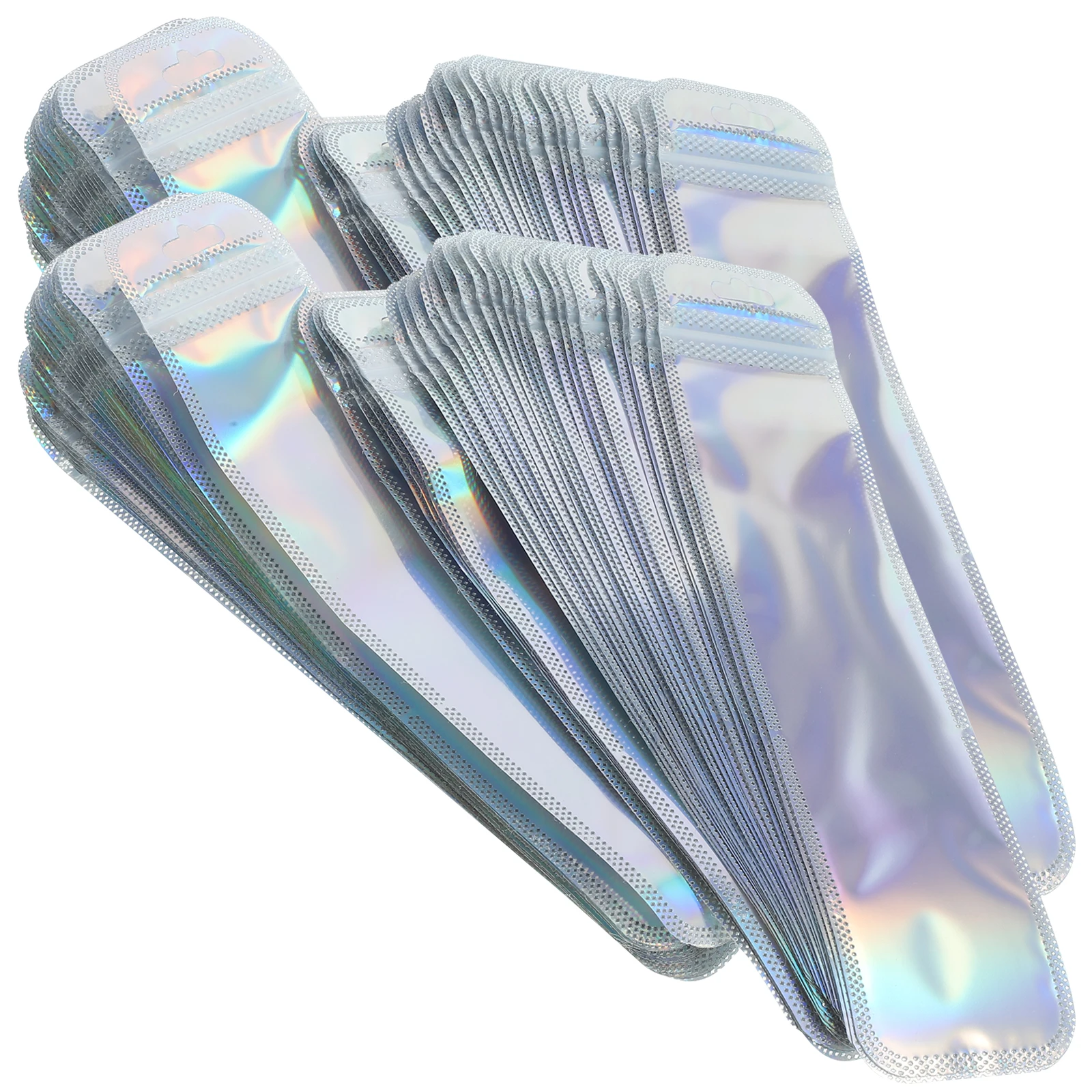 

100pcs Self Sealing Packaging Bags 5 5x22cm Rainbow Aluminum Reusable Waterproof Lip Gloss Pen Brush Storage Bags