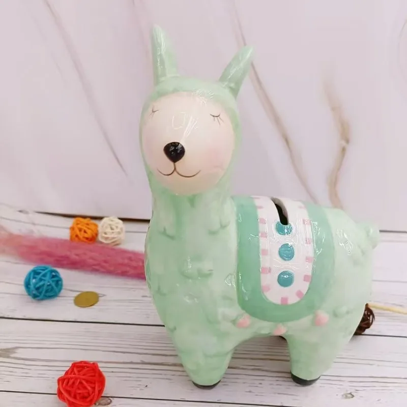 Ceramic alpaca ornament money pot