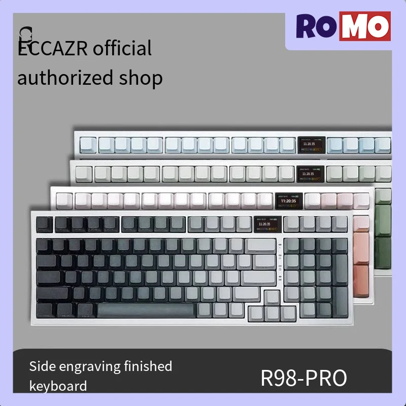 

Механическая клавиатура RECCAZR R98pro, игровая клавиатура с тремя режимами, 98 клавиш, RGB PBT N-Key, переворот