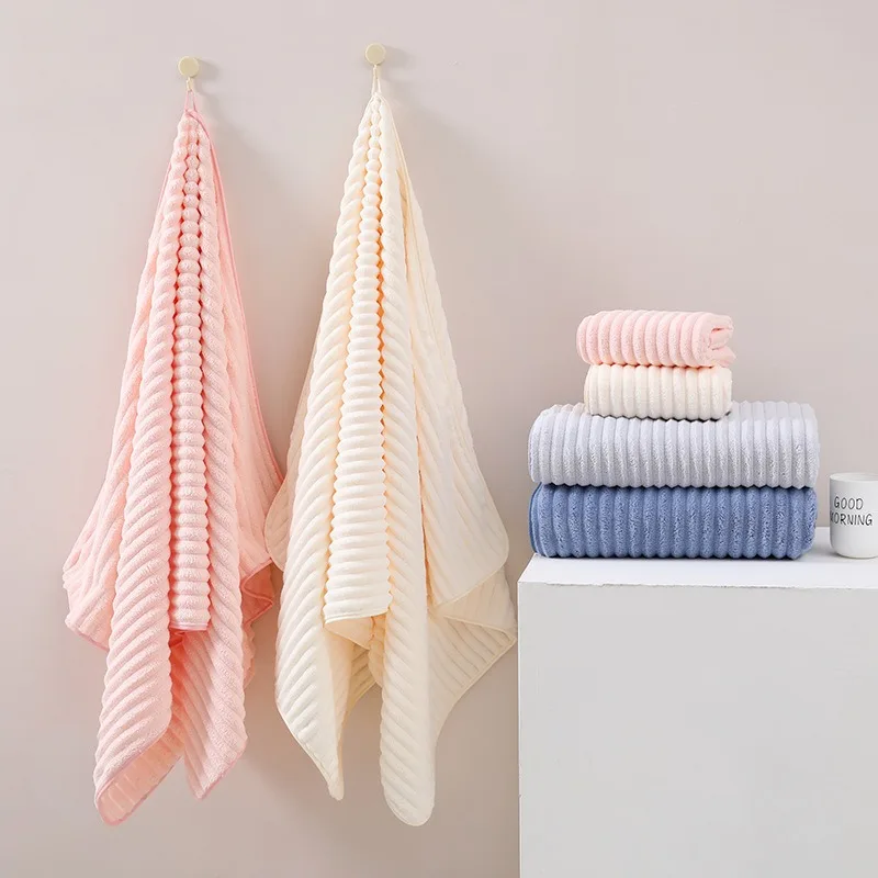 2025 2pcs Coral Velvet Bath Towel For Shower Quick-Drying Thickened Absorbent High Quality Home Use Soft Bathrobe Bathing Robe