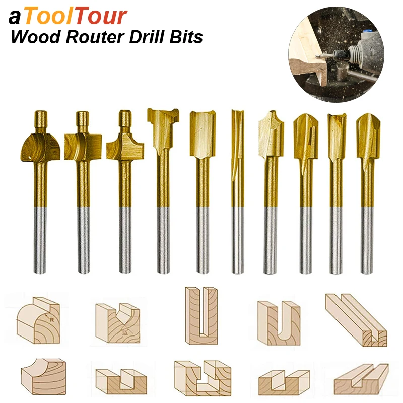 Mèche de routeur pour le travail du bois, fraisage HSS pour outils rotatifs Dremel, bricolage, sculpture sur carbure de bois, gravure, coupe, perçage, menuiserie