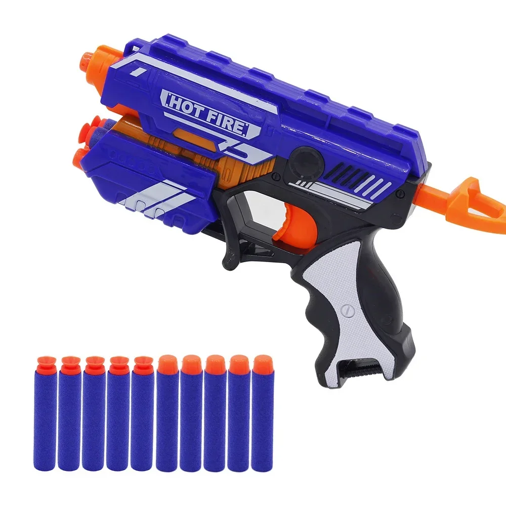 Kits de pistolet jouet en plastique à balles souples manuelles pour enfants, pour fléchettes Nerf, pistolet à longue portée, jouet pour enfants, cadeau de noël